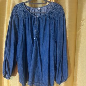 Old Navy Light Blue Denim Blouse